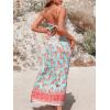 imageCUPSHE Womens Maxi Dress Floral Print Twisted V Neck Sleeveless Long Dress Summer Casual DressMint Floral
