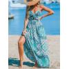 imageCUPSHE Womens Maxi Dress Floral Print Twisted V Neck Sleeveless Long Dress Summer Casual DressMint Paisley