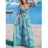 imageCUPSHE Womens Maxi Dress Floral Print Twisted V Neck Sleeveless Long Dress Summer Casual DressMint Paisley