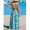 imageCUPSHE Womens Maxi Dress Floral Print Twisted V Neck Sleeveless Long Dress Summer Casual DressMint Paisley