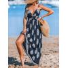 imageCUPSHE Womens Maxi Dress Floral Print Twisted V Neck Sleeveless Long Dress Summer Casual DressNavy Blue