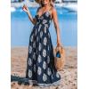 imageCUPSHE Womens Maxi Dress Floral Print Twisted V Neck Sleeveless Long Dress Summer Casual DressNavy Blue