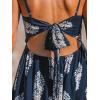imageCUPSHE Womens Maxi Dress Floral Print Twisted V Neck Sleeveless Long Dress Summer Casual DressNavy Blue