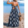 imageCUPSHE Womens Maxi Dress Floral Print Twisted V Neck Sleeveless Long Dress Summer Casual DressNavy Blue