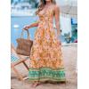 imageCUPSHE Womens Maxi Dress Floral Print Twisted V Neck Sleeveless Long Dress Summer Casual DressOrange Floral