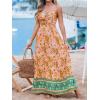 imageCUPSHE Womens Maxi Dress Floral Print Twisted V Neck Sleeveless Long Dress Summer Casual DressOrange Floral