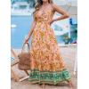 imageCUPSHE Womens Maxi Dress Floral Print Twisted V Neck Sleeveless Long Dress Summer Casual DressOrange Floral