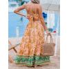 imageCUPSHE Womens Maxi Dress Floral Print Twisted V Neck Sleeveless Long Dress Summer Casual DressOrange Floral