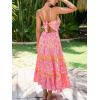 imageCUPSHE Womens Maxi Dress Floral Print Twisted V Neck Sleeveless Long Dress Summer Casual DressPink Floral
