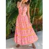 imageCUPSHE Womens Maxi Dress Floral Print Twisted V Neck Sleeveless Long Dress Summer Casual DressPink Floral