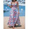 imageCUPSHE Womens Maxi Dress Floral Print Twisted V Neck Sleeveless Long Dress Summer Casual DressPink Printed