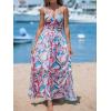 imageCUPSHE Womens Maxi Dress Floral Print Twisted V Neck Sleeveless Long Dress Summer Casual DressPink Printed