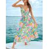 imageCUPSHE Womens Maxi Dress Floral Print Twisted V Neck Sleeveless Long Dress Summer Casual DressPink Tropical