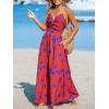 imageCUPSHE Womens Maxi Dress Floral Print Twisted V Neck Sleeveless Long Dress Summer Casual DressPurple Floral
