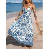 imageCUPSHE Womens Maxi Dress Floral Print Twisted V Neck Sleeveless Long Dress Summer Casual DressTeal Floral