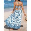 imageCUPSHE Womens Maxi Dress Floral Print Twisted V Neck Sleeveless Long Dress Summer Casual DressTeal Floral