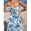 imageCUPSHE Womens Maxi Dress Floral Print Twisted V Neck Sleeveless Long Dress Summer Casual DressTeal Floral