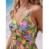 imageCUPSHE Womens Maxi Dress Floral Print Twisted V Neck Sleeveless Long Dress Summer Casual DressTropical Floral