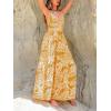 imageCUPSHE Womens Maxi Dress Floral Print Twisted V Neck Sleeveless Long Dress Summer Casual DressYellow Leaf