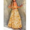 imageCUPSHE Womens Maxi Dress Floral Print Twisted V Neck Sleeveless Long Dress Summer Casual DressYellow Leaf