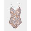 imageCUPSHE Womens One Piece Swimsuits Bathing Suits Cutout V Neck Tummy Control Adjustable Straps O RingBeigeFloral