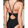 imageCUPSHE Womens One Piece Swimsuits Bathing Suits Cutout V Neck Tummy Control Adjustable Straps O RingBlack