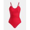 imageCUPSHE Womens One Piece Swimsuits Bathing Suits Cutout V Neck Tummy Control Adjustable Straps O RingBright Red