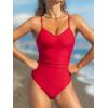 imageCUPSHE Womens One Piece Swimsuits Bathing Suits Cutout V Neck Tummy Control Adjustable Straps O RingBright Red