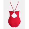 imageCUPSHE Womens One Piece Swimsuits Bathing Suits Cutout V Neck Tummy Control Adjustable Straps O RingBright Red