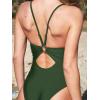 imageCUPSHE Womens One Piece Swimsuits Bathing Suits Cutout V Neck Tummy Control Adjustable Straps O RingDark Green
