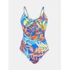 imageCUPSHE Womens One Piece Swimsuits Bathing Suits Cutout V Neck Tummy Control Adjustable Straps O RingRoyal BlueTropical