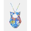 imageCUPSHE Womens One Piece Swimsuits Bathing Suits Cutout V Neck Tummy Control Adjustable Straps O RingRoyal BlueTropical