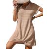 imageCUPSHE Women Swimsuit Cover Up Waffle Knit Bathing Suit Coverups Twist Mini Beach DressKhaki