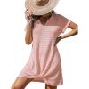 imageCUPSHE Women Swimsuit Cover Up Waffle Knit Bathing Suit Coverups Twist Mini Beach DressPink