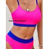 imageCUPSHE Womens Bikini Set Two Piece Swimsuits High Waisted Scoop Neck Spaghetti Adjustable Straps TexturedBlueMagenta