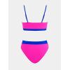 imageCUPSHE Womens Bikini Set Two Piece Swimsuits High Waisted Scoop Neck Spaghetti Adjustable Straps TexturedBlueMagenta