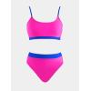 imageCUPSHE Womens Bikini Set Two Piece Swimsuits High Waisted Scoop Neck Spaghetti Adjustable Straps TexturedBlueMagenta