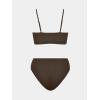 imageCUPSHE Womens Bikini Set Two Piece Swimsuits High Waisted Scoop Neck Spaghetti Adjustable Straps TexturedBrown