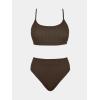 imageCUPSHE Womens Bikini Set Two Piece Swimsuits High Waisted Scoop Neck Spaghetti Adjustable Straps TexturedBrown