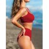 imageCUPSHE Womens Bikini Set Two Piece Swimsuits High Waisted Scoop Neck Spaghetti Adjustable Straps TexturedBurgundy