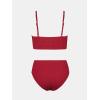 imageCUPSHE Womens Bikini Set Two Piece Swimsuits High Waisted Scoop Neck Spaghetti Adjustable Straps TexturedBurgundy