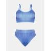 imageCUPSHE Womens Bikini Set Two Piece Swimsuits High Waisted Scoop Neck Spaghetti Adjustable Straps TexturedDark Royal Blue