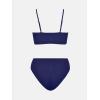 imageCUPSHE Womens Bikini Set Two Piece Swimsuits High Waisted Scoop Neck Spaghetti Adjustable Straps TexturedNavy Blue