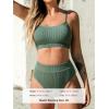 imageCUPSHE Womens Bikini Set Two Piece Swimsuits High Waisted Scoop Neck Spaghetti Adjustable Straps TexturedOlive Green