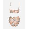 imageCUPSHE Womens Bikini Set Two Piece Swimsuits High Waisted Scoop Neck Spaghetti Adjustable Straps TexturedPale TanFloral