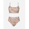 imageCUPSHE Womens Bikini Set Two Piece Swimsuits High Waisted Scoop Neck Spaghetti Adjustable Straps TexturedPale TanFloral