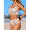 imageCUPSHE Womens Bikini Set Two Piece Swimsuits High Waisted Scoop Neck Spaghetti Adjustable Straps TexturedPale TanFloral