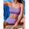 imageCUPSHE Womens Bikini Set Two Piece Swimsuits High Waisted Scoop Neck Spaghetti Adjustable Straps TexturedPurpleMagenta