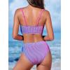imageCUPSHE Womens Bikini Set Two Piece Swimsuits High Waisted Scoop Neck Spaghetti Adjustable Straps TexturedPurpleMagenta