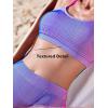 imageCUPSHE Womens Bikini Set Two Piece Swimsuits High Waisted Scoop Neck Spaghetti Adjustable Straps TexturedPurpleMagenta